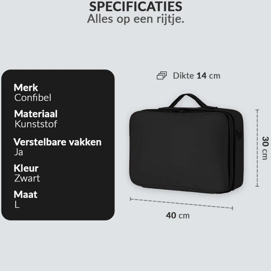 Confibel Cosmetica Koffer Make-up Koffer met verstelbare vakken