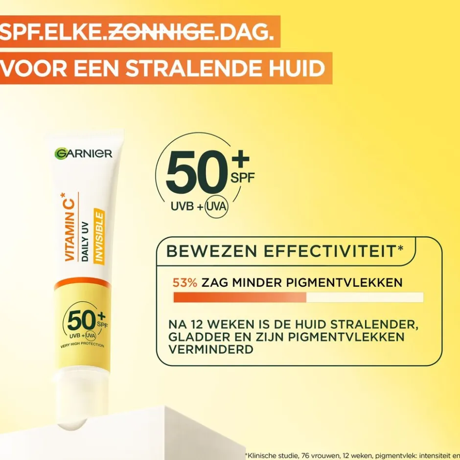 Garnier Skin Naturals Garnier Vitamine C SPF50+ Invisible Anti-Pigmentvlekken Daily UV Fluid