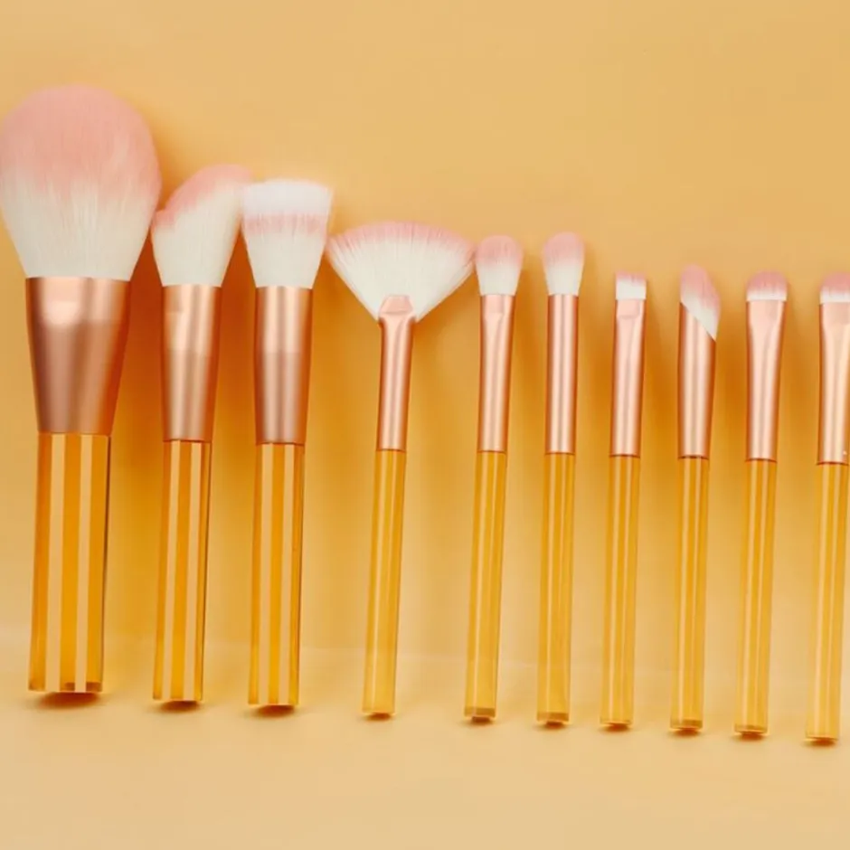Technique PRO Translucent Perfection make-up kwastenset - 9 make-up kwasten met zakje (ORANJE)