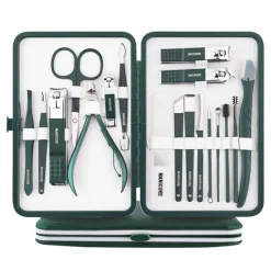 UNIQ 18‑in‑1 Manicure & Pedicure Set – Donkergroen Etui