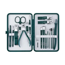UNIQ 18‑in‑1 Manicure & Pedicure Set – Donkergroen Etui